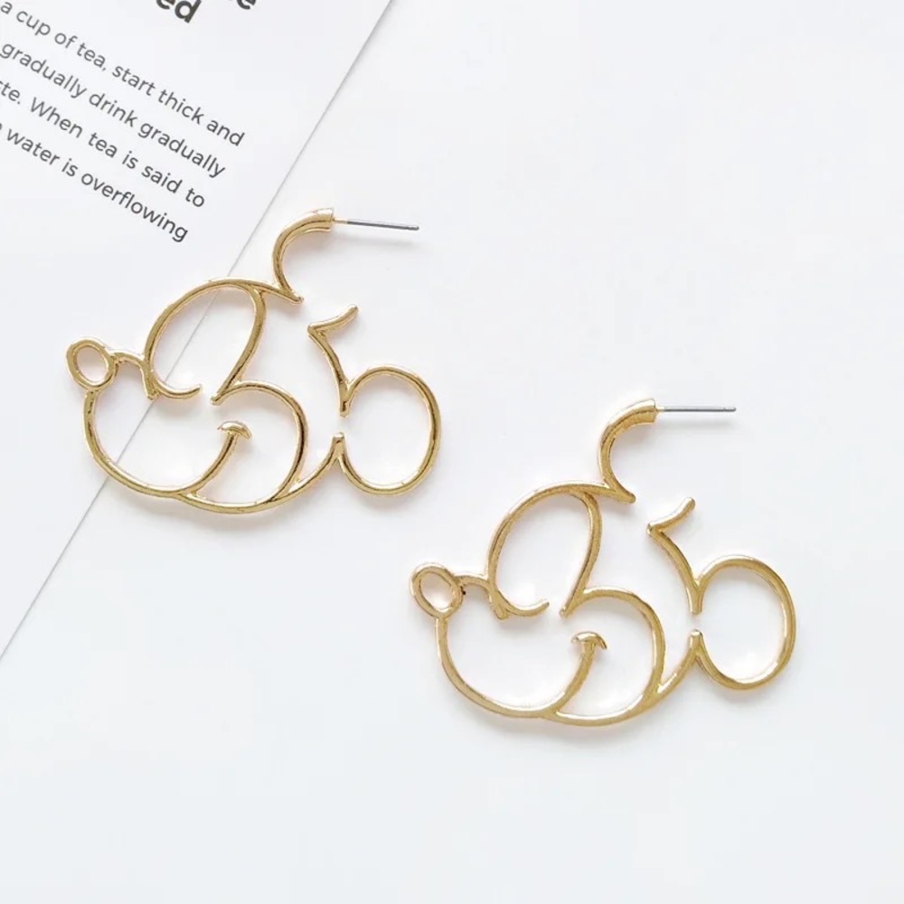 Mickey Mouse 925 Sterling Silver Gold Cartoon 90s Gift Disney World Cute Earring - Picture 4 of 6